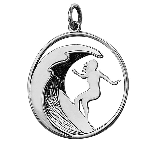Surfer on a Wave Charm Sterling Silver