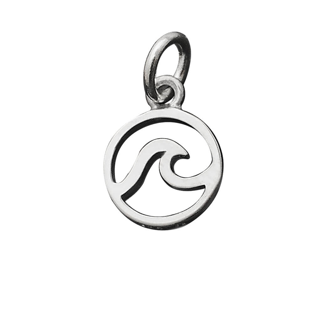 Ocean wave symbol tiny sterling silver charm pendant