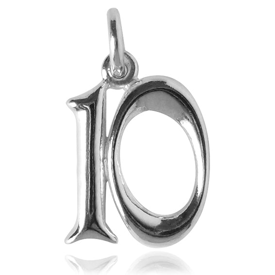 Number 10 charm sterling on sale silver