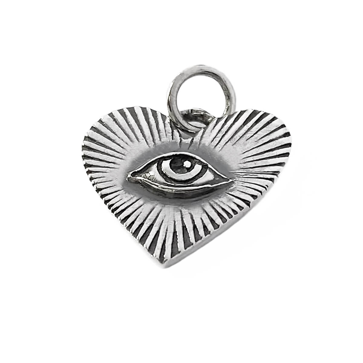 All seeing heart charm sterling silver talisman pendant from Charmarama