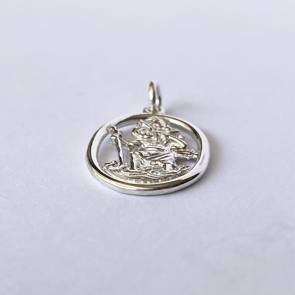 Saint Christopher Protect Us Charm Sterling Silver Religion Pendant from Charmarama