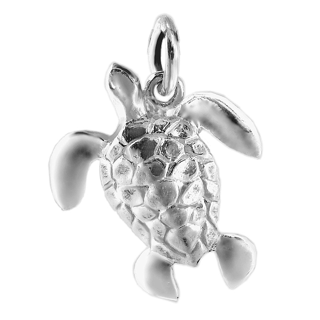 Turtle charm sterling silver or gold pendant