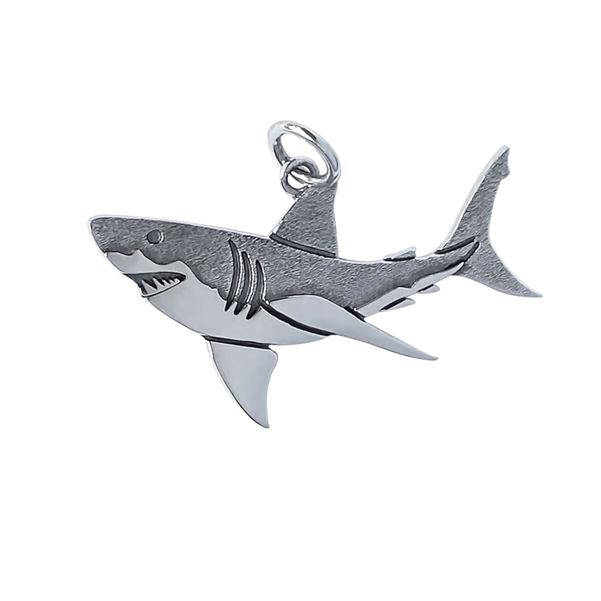 Great white shark charm sterling silver fish pendant