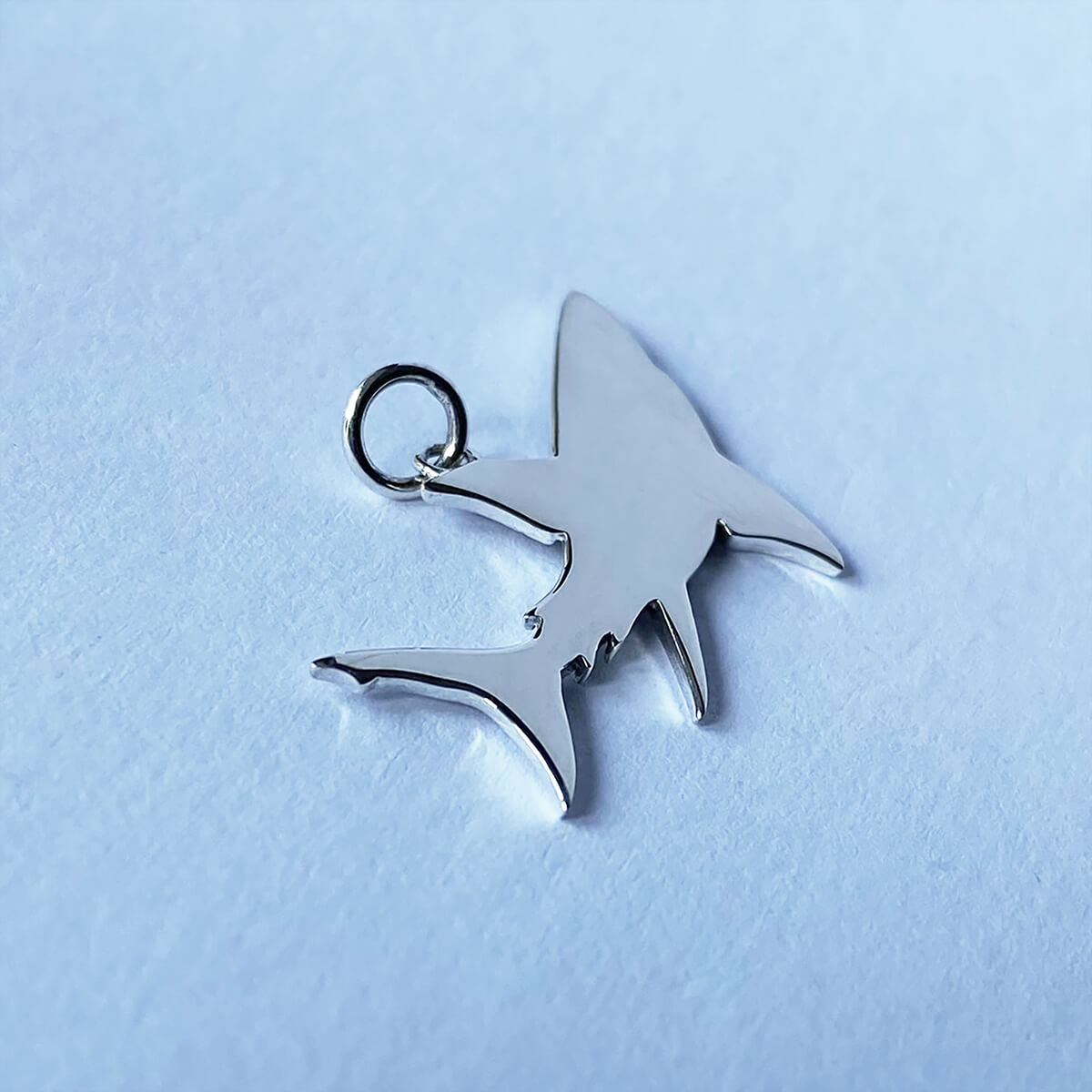 Great white shark charm sterling silver fish pendant