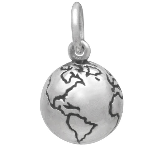 Globe charm sterling silver Earth The World Pendant