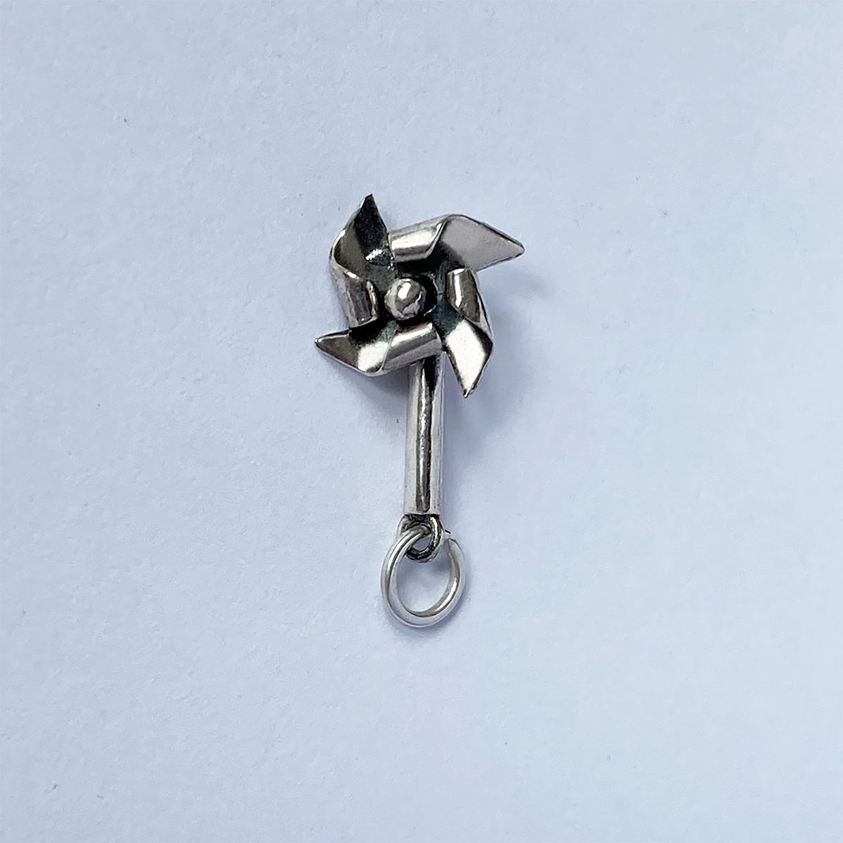 Sterling silver pinwheel windmill charm with rotating sails pendant