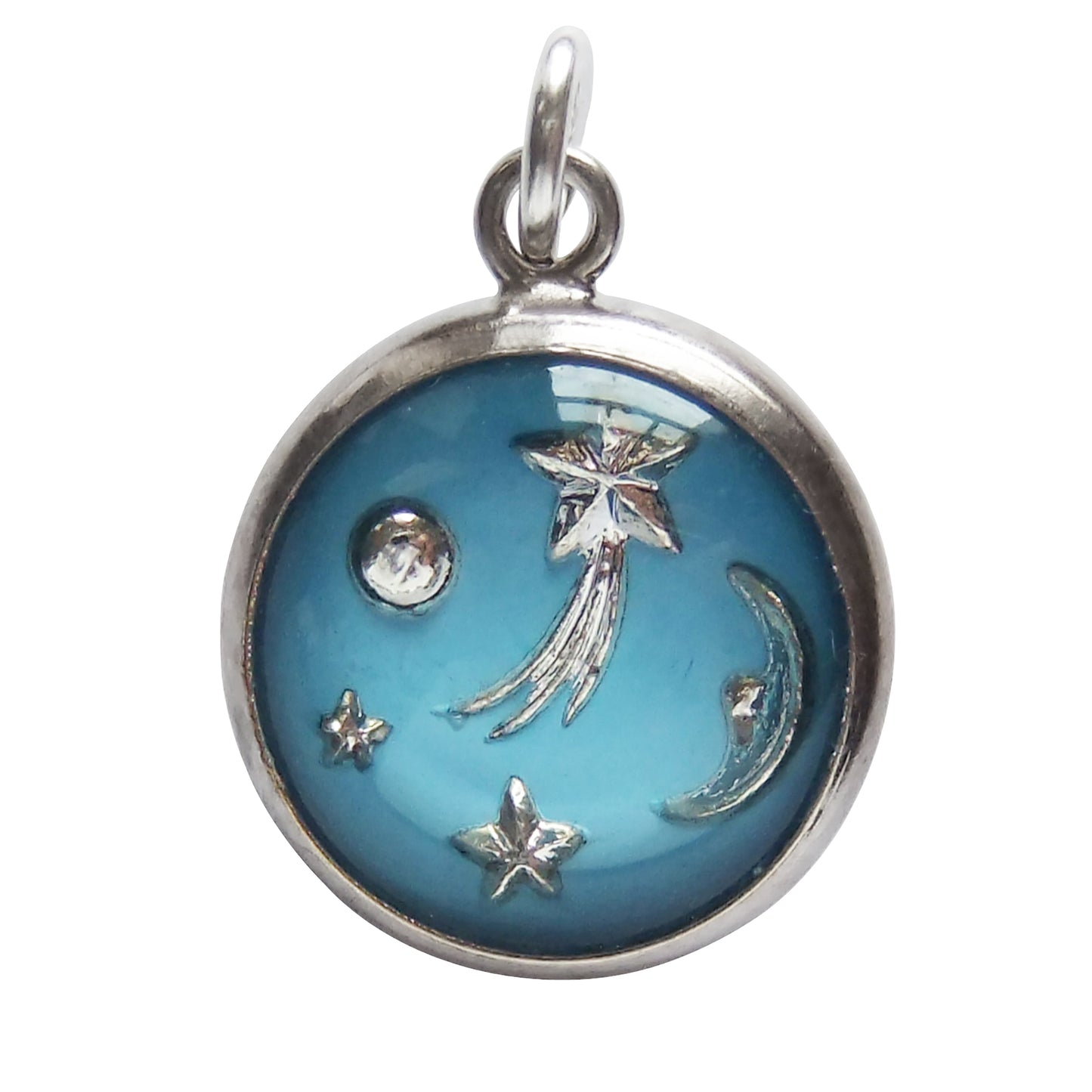 Solar System Reverse Crystal Sterling Silver Charm