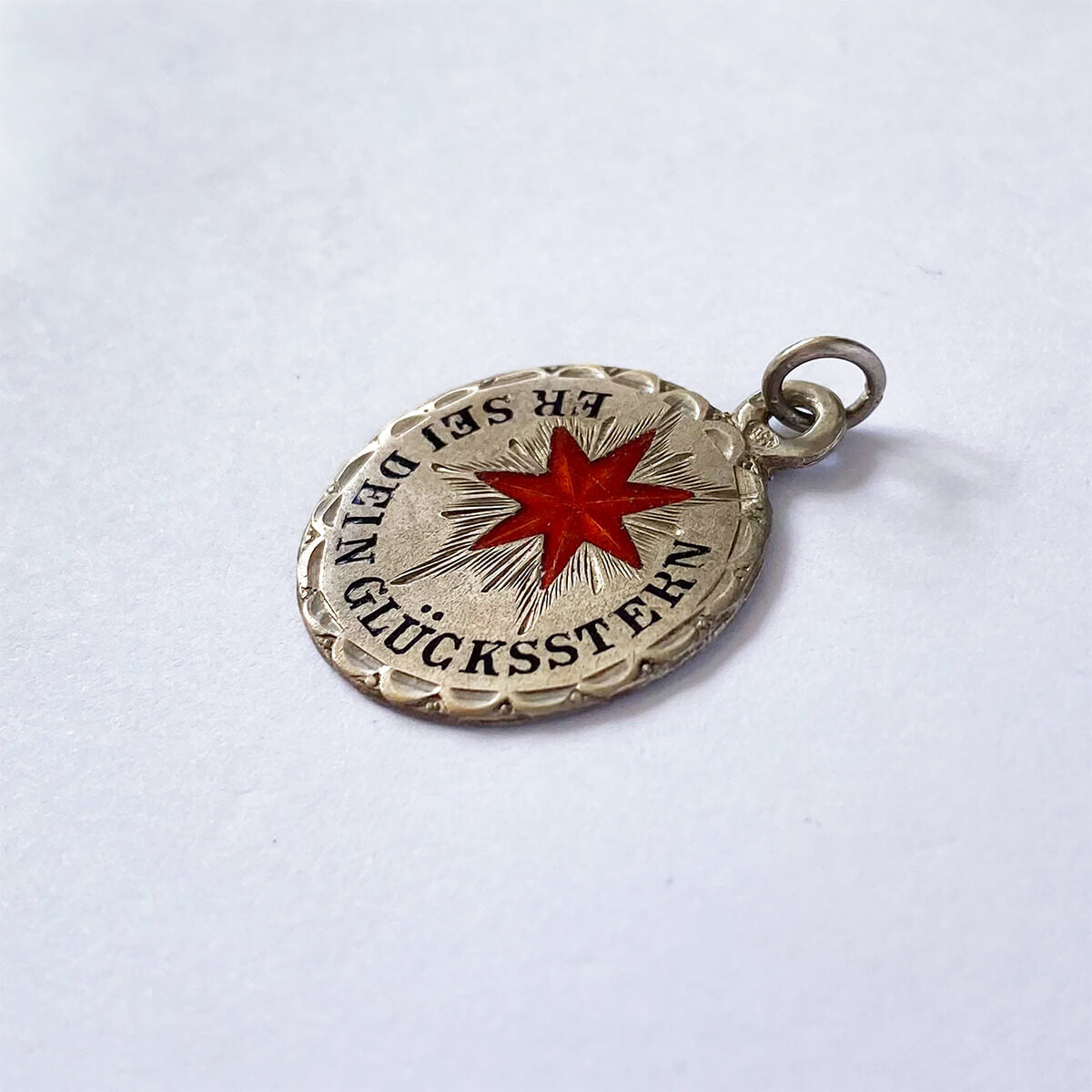 German Austrian lucky star charm silver with red enamel