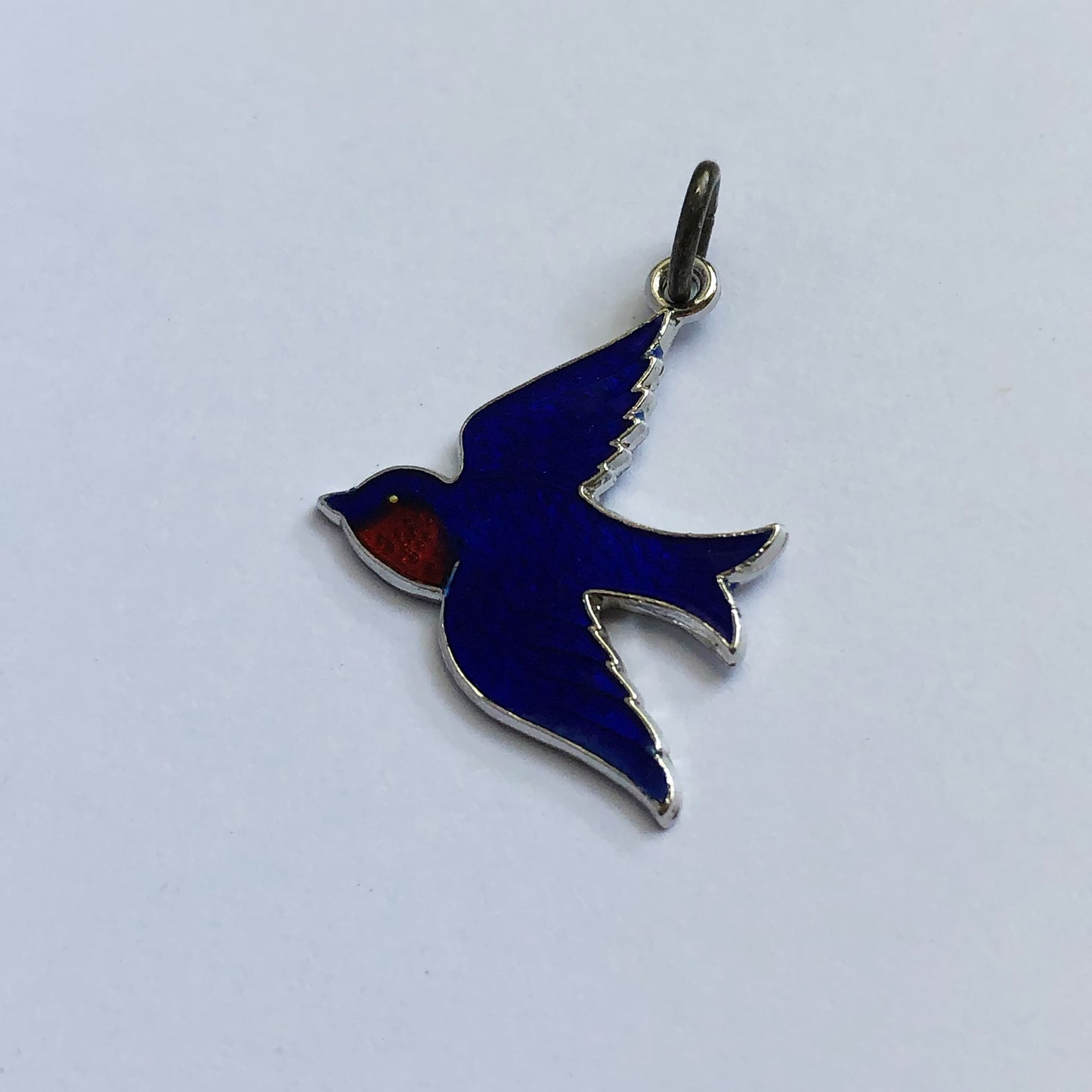 Vintage bluebird of happiness charm sterling silver and enamel