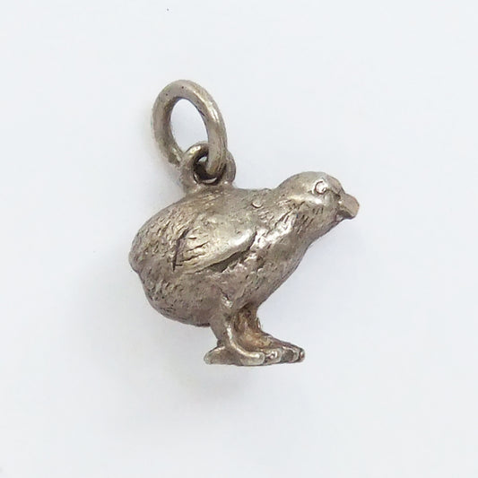 Vintage silver chick charm