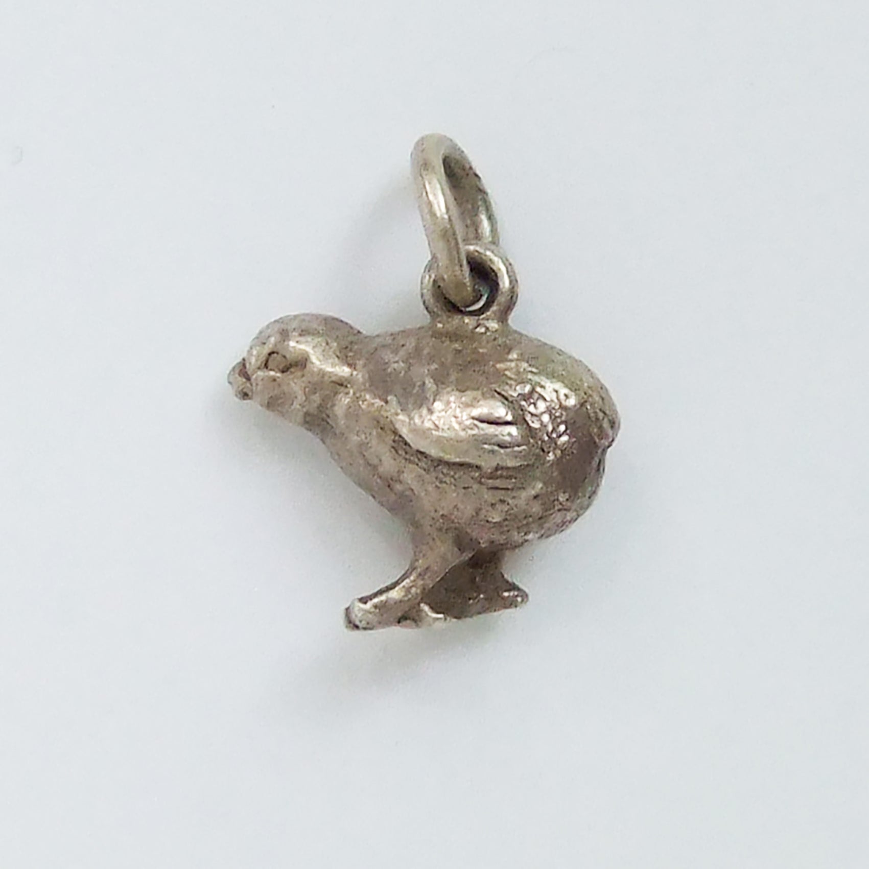 Vintage silver Easter chick charm
