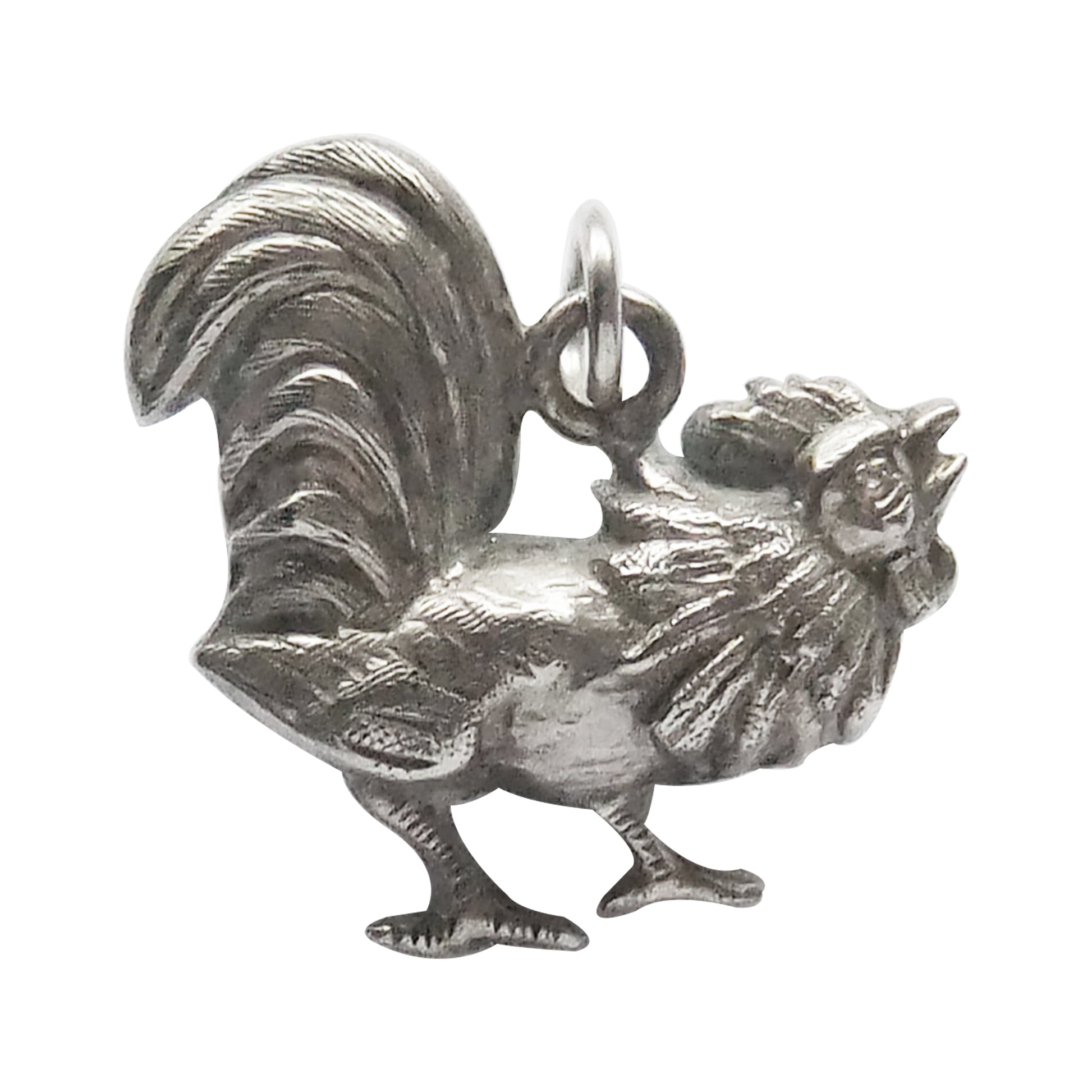 Vintage France Made Silver Cockerel Pendant