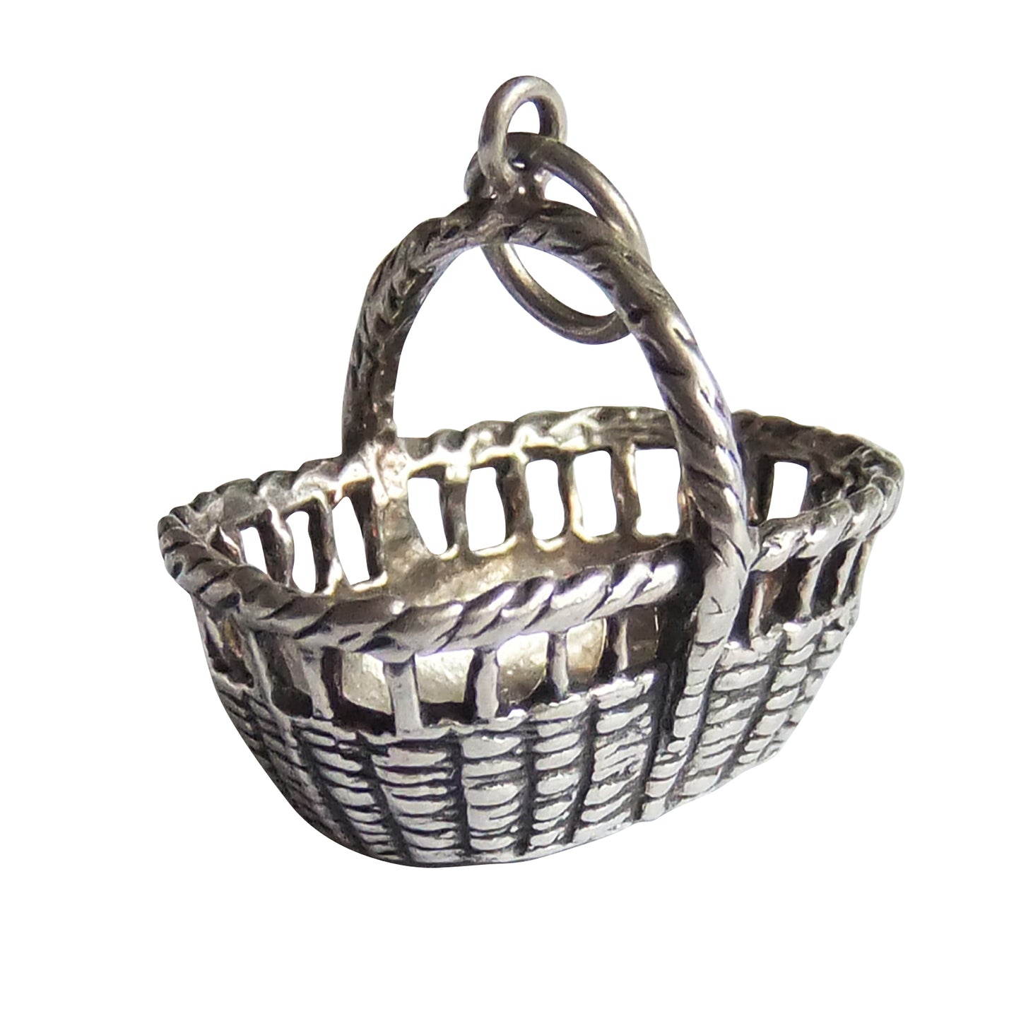 Vintage sterling silver basket charm by REU