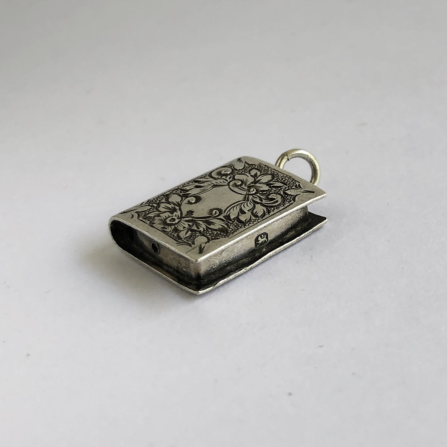 Ornate Antique Book Charm Birmingham Silver Victorian Pendant