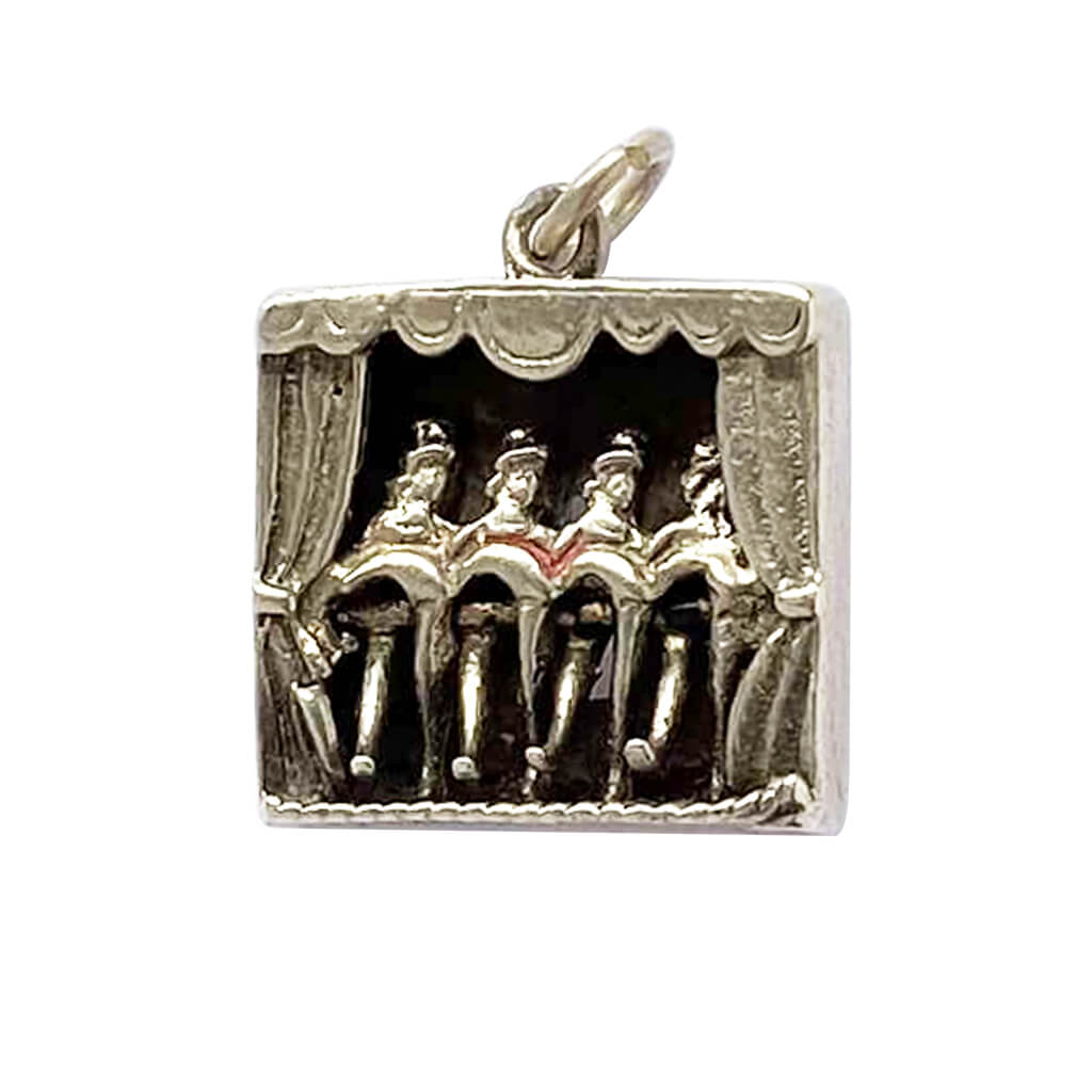 Can Can Dancers Charm Silver Moveable vintage dance pendant