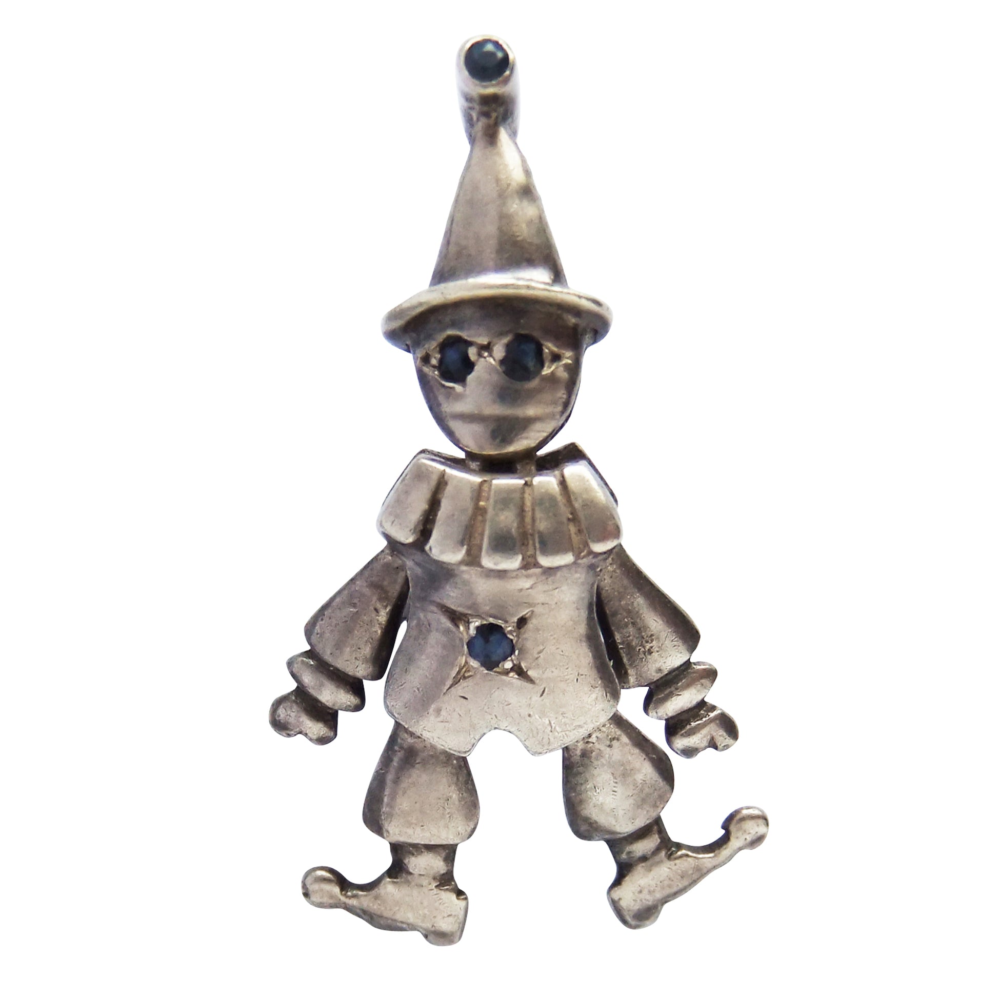 Vintage articulated sterling silver clown