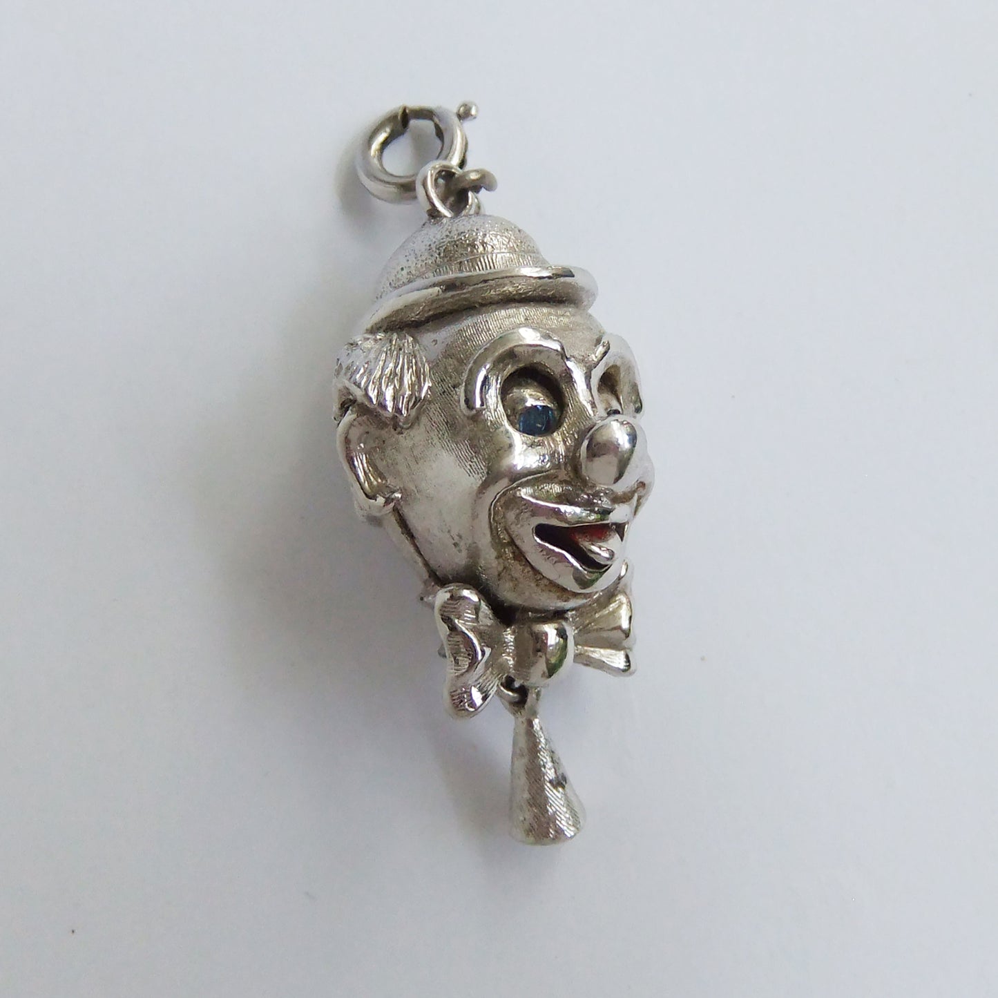 Monet Clown Head Charm Vintage Silver Tone Metal