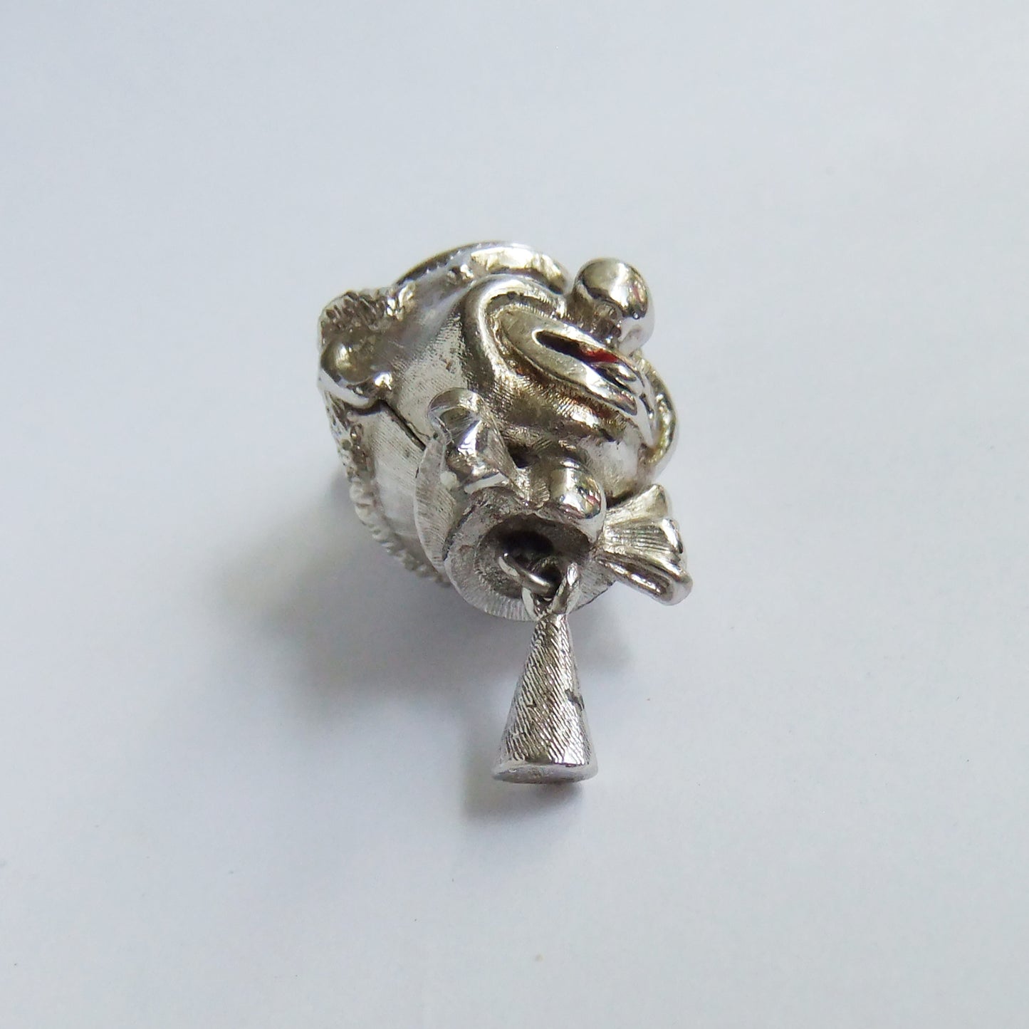 Monet Clown Head Charm Vintage Silver Tone Blue Eyes Red Tongue