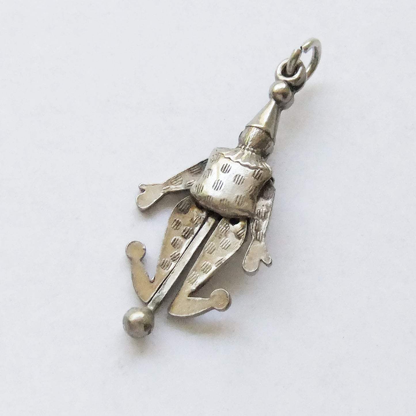 Antique articulated Victorian jester charm silver