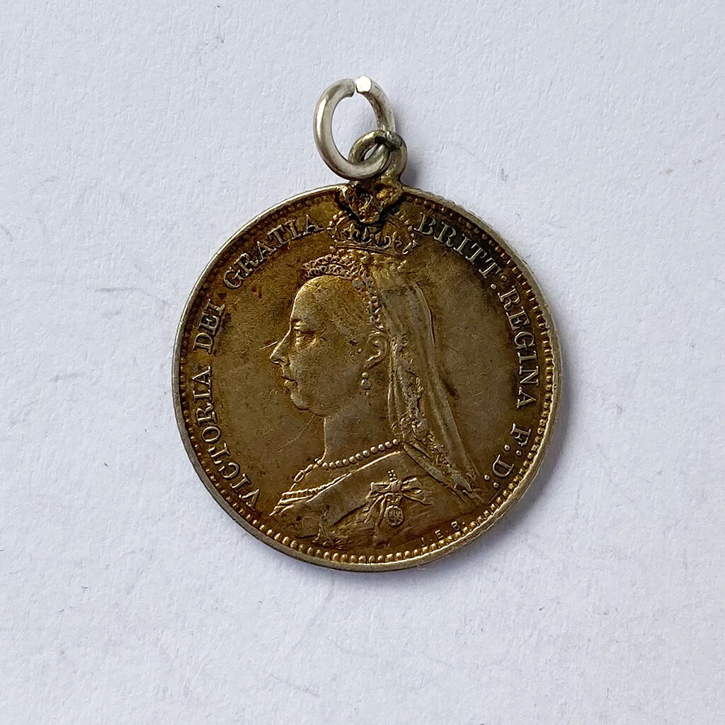 Antique Coin Enamel Queen Victoria Golden Jubilee 1887 Charmarama Charms