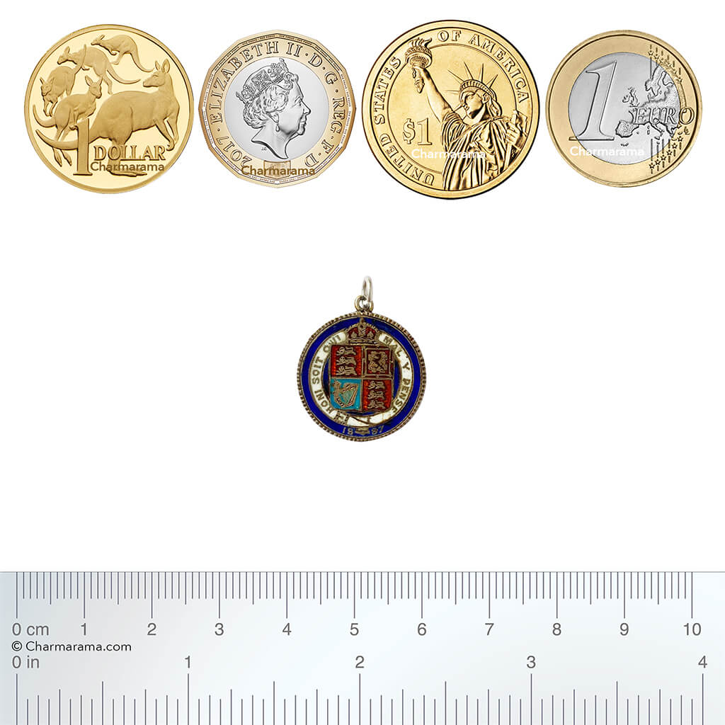 Antique Coin Enamel Queen Victoria Golden Jubilee 1887 19mm diameter