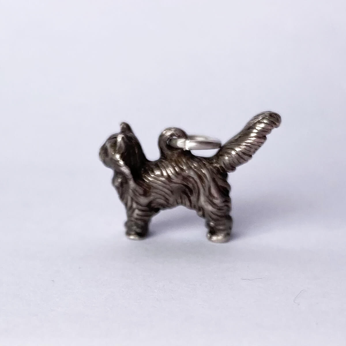 Maine coon cat charm vintage silver pendant