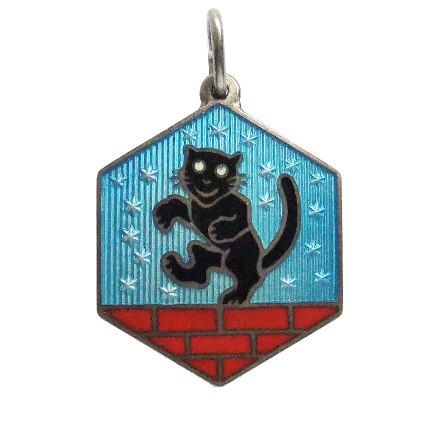 Rare David Andersen Dancing Cat Charm Sterling Silver Enamel Pendant