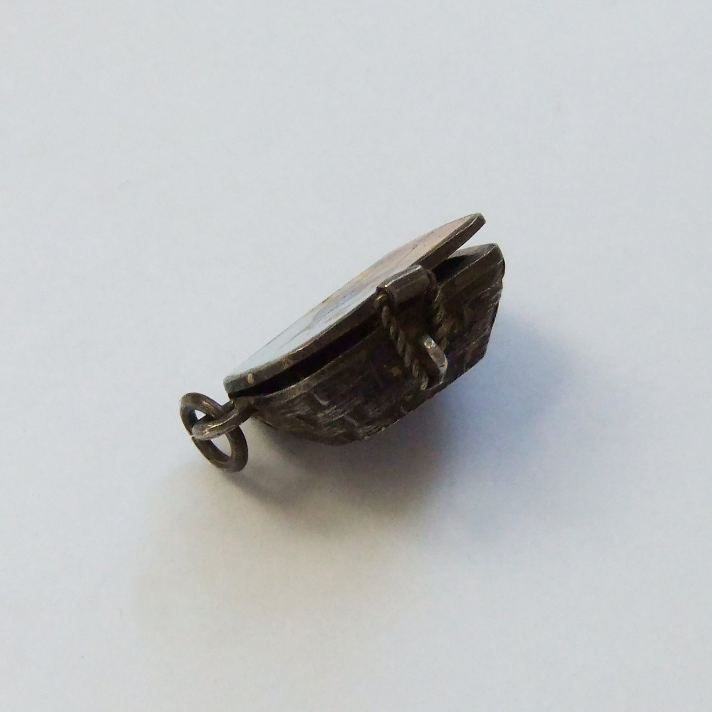 Egyptian Basket Charm Antique Opens to Baby Gilded Silver
