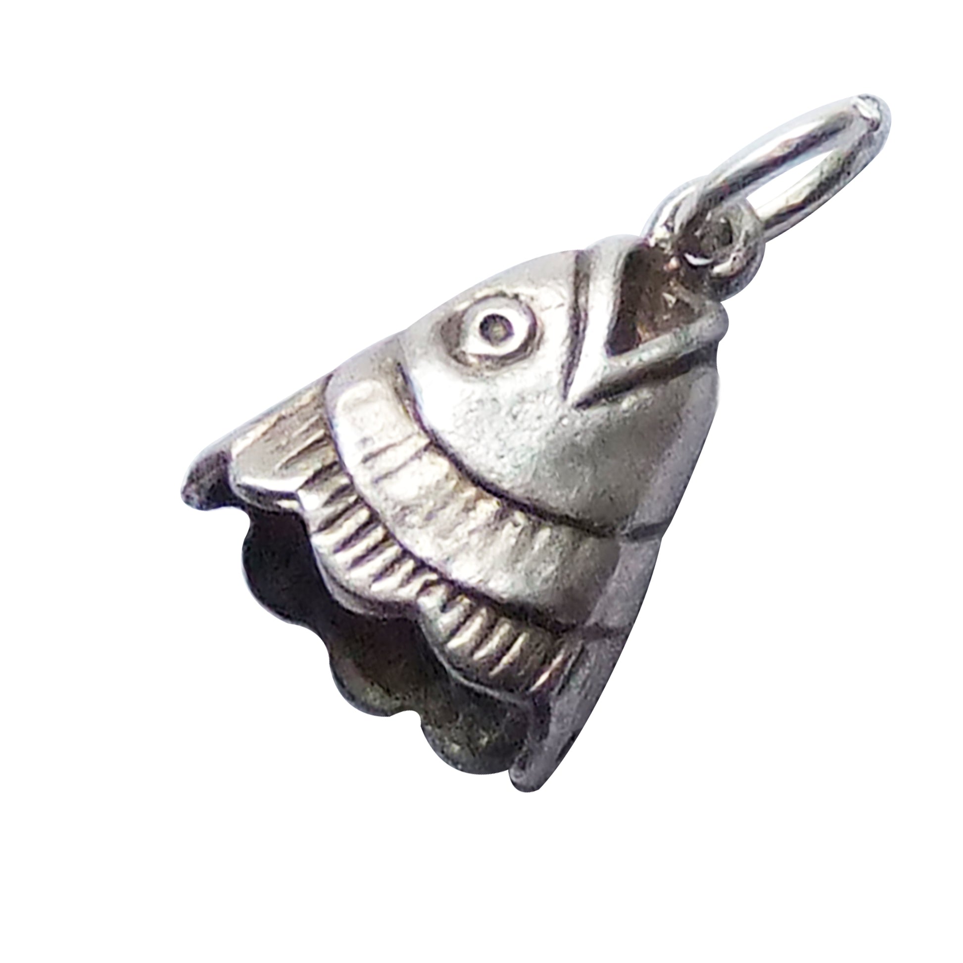 Vintage silver fish head charm