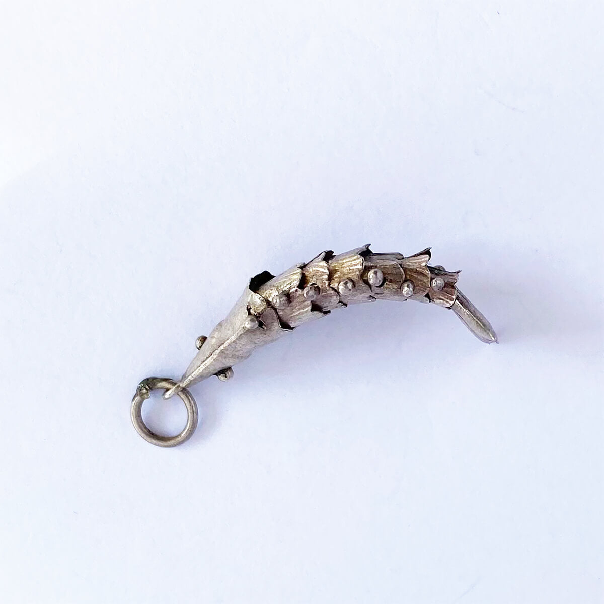 Sterling silver vintage moving fish charm pendant