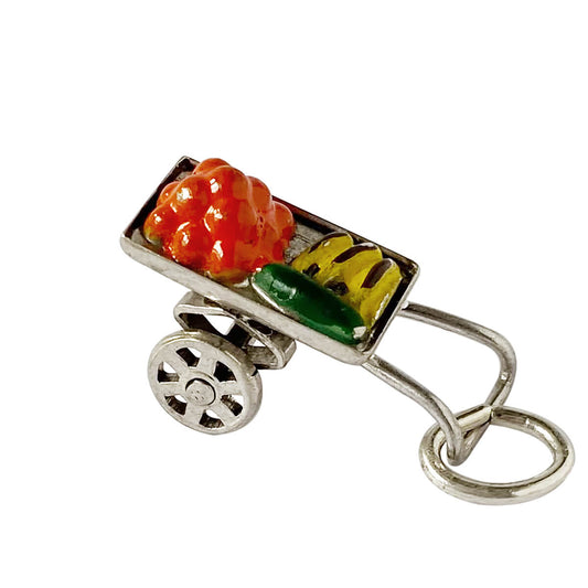 Vintage fruit and vegetable trolley charm sterling silver pendant from Charmarama