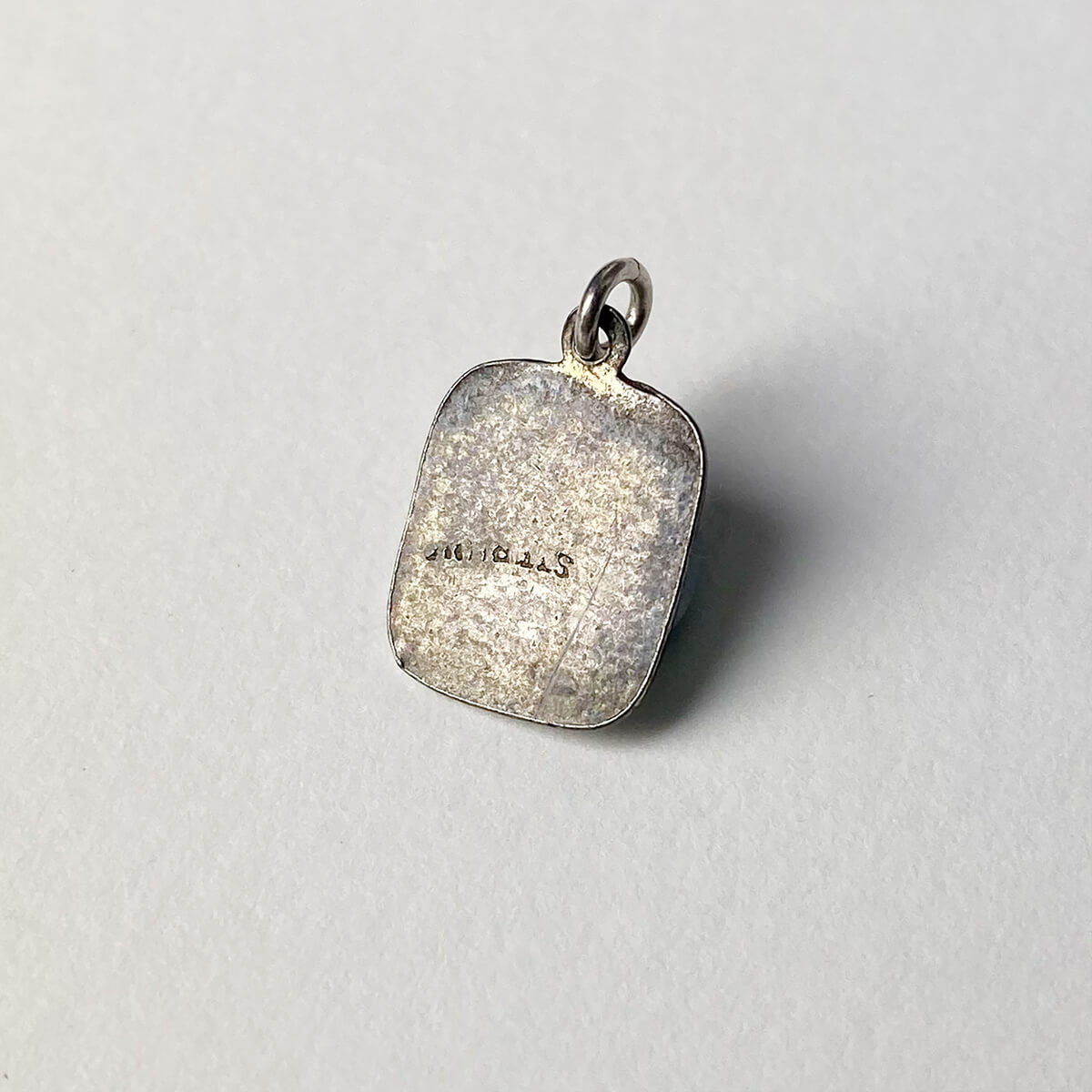 FMN flower charm sterling silver and guilloche enamel pendant