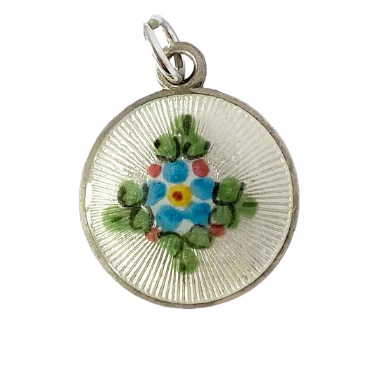 Vintage 1950s forget me not floral charm sterling silver pendant from Charmarama