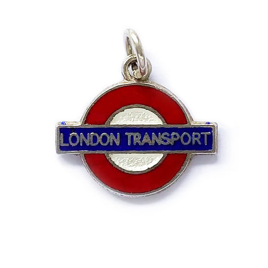 Vintage London Transport Pendant Silver Enamel Charm
