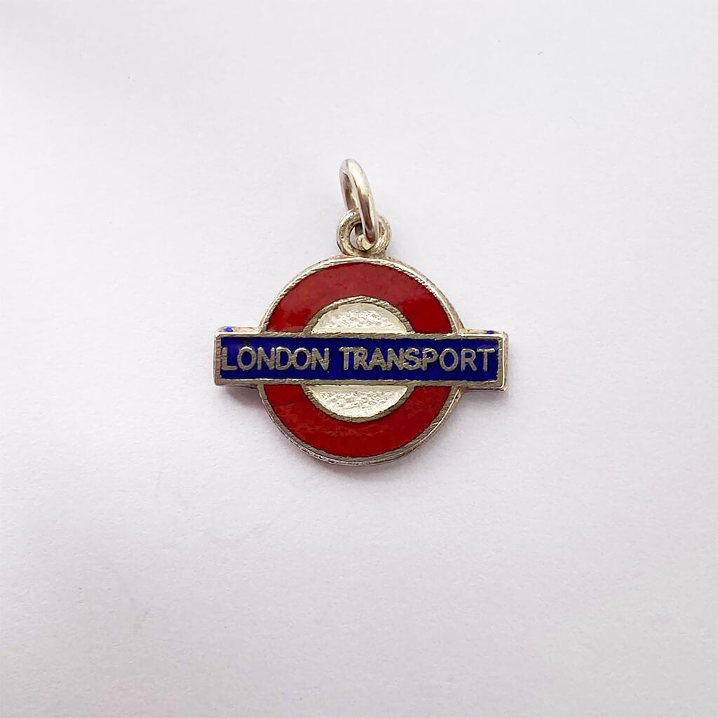 London travel souvenir charm Transport silver and enamel