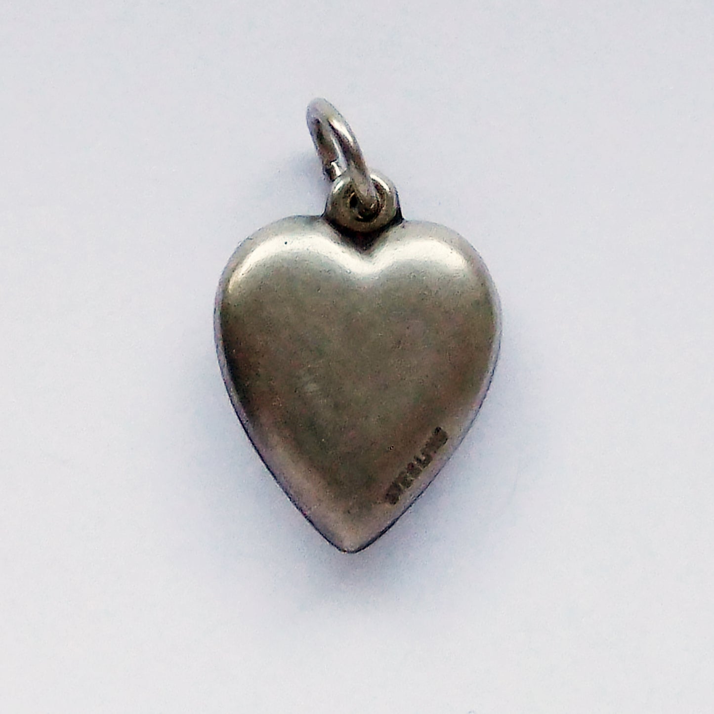 Vintage Calla Lily Puffed Heart Charm Sterling Silver