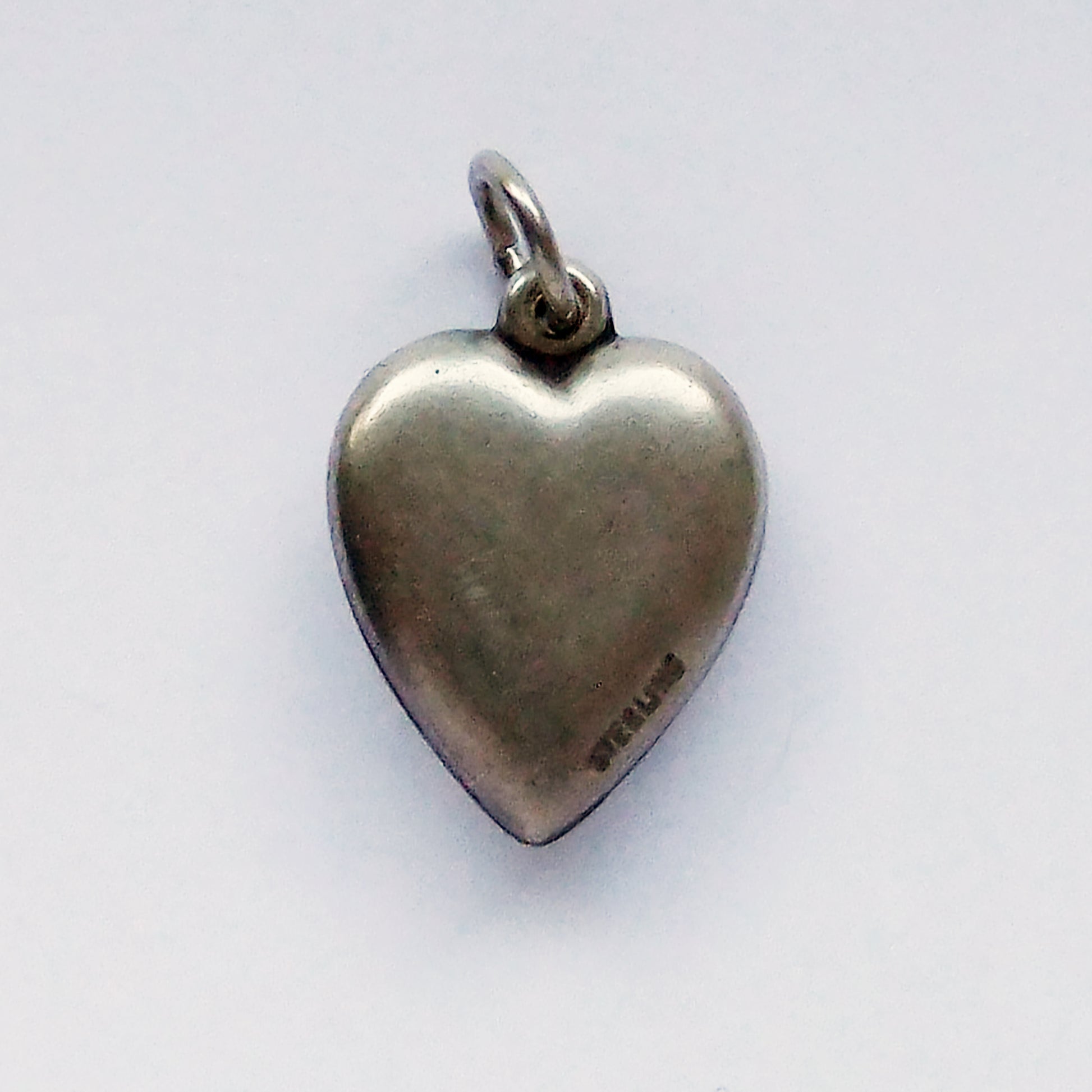 Vintage Calla Lily Puffed Heart Charm Sterling Silver