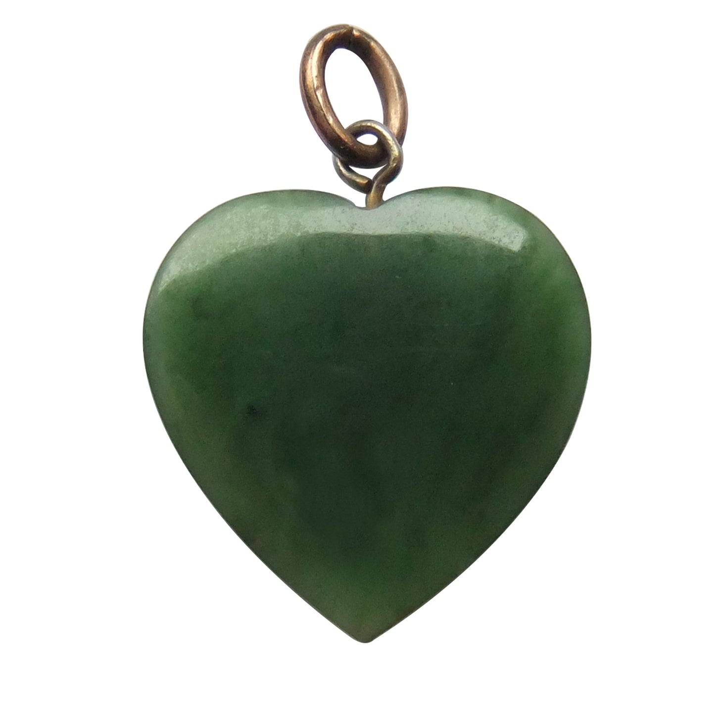 Art Deco Green Jade Heart Charm