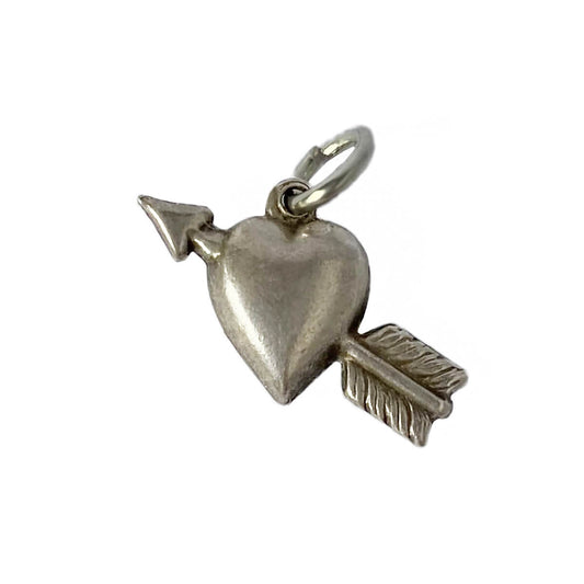 Vintage 1940s sterling silver heart and arrow charm