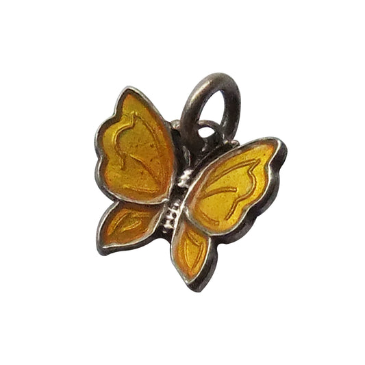Butterfly Charm by Meka Denmark Sterling Silver Yellow Enamel