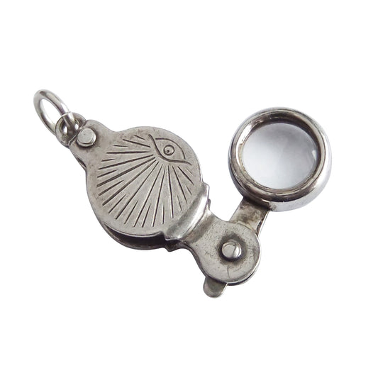 Miniature Magnifying Glass Charm Silver