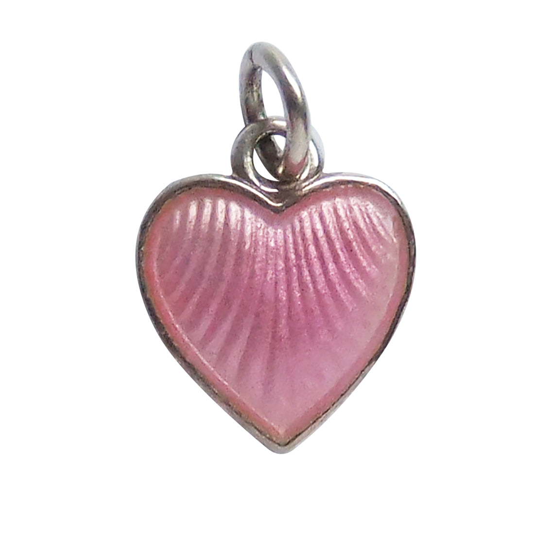 Vintage Norwegian Heart Charm Sterling Silver Pink Enamel