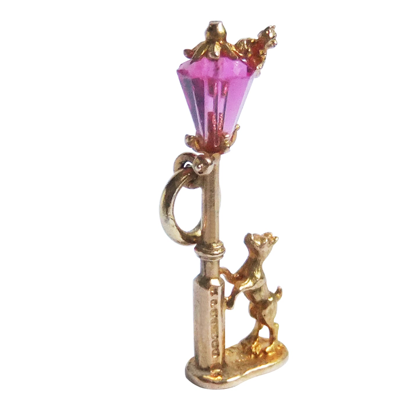 Nuvo 9ct Gold Crystal Street Light with Dog and Cat Charm