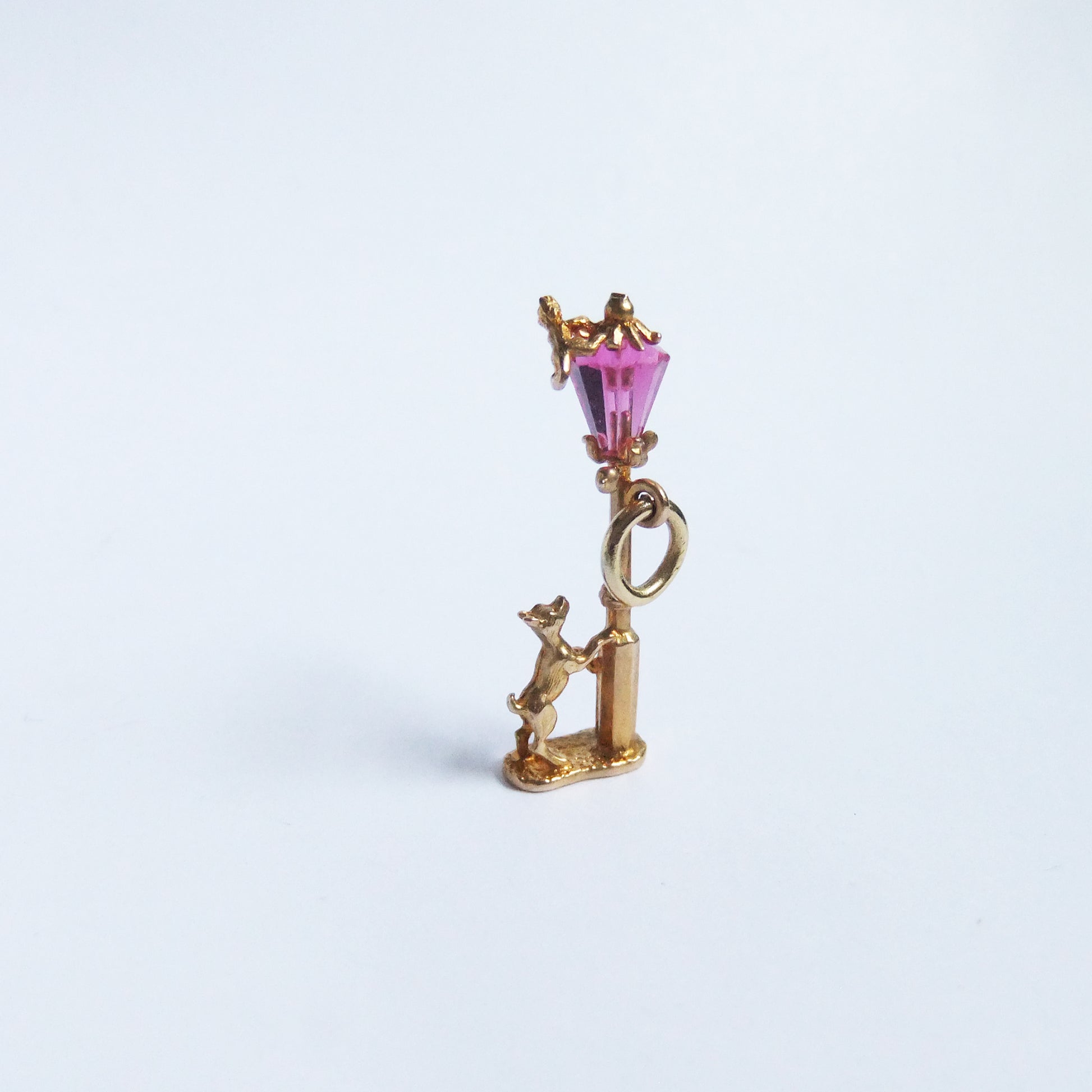 Nuvo 9ct Gold Crystal Street Light Dog and Cat Chase Charm