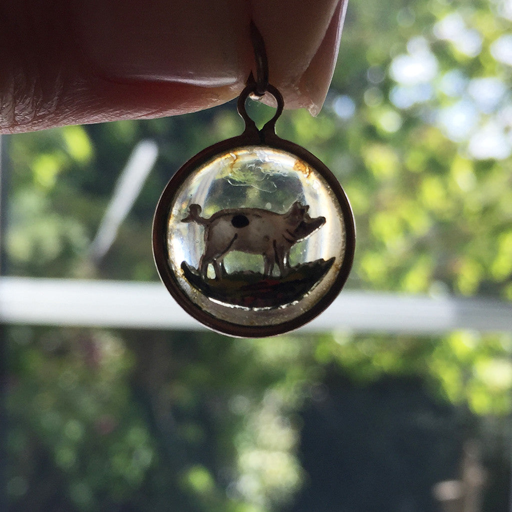 Vintage Reverse Crystal Pig Charm