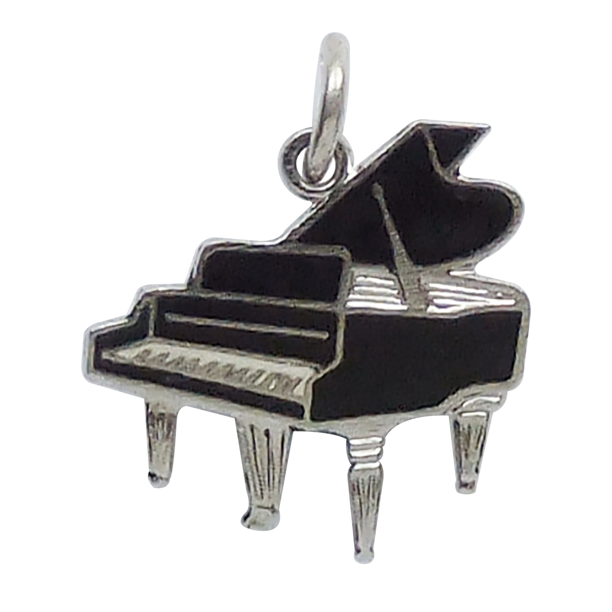 Vintage grand piano charm sterling silver enamel RL Griffith