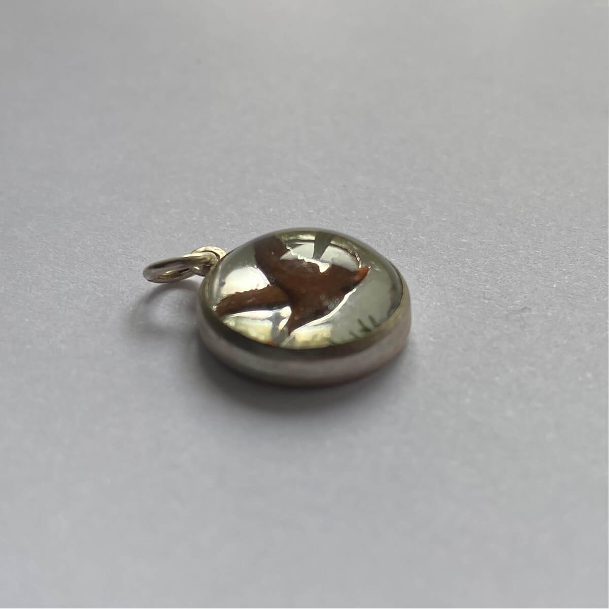 Intaglio crystal duck charm sterling silver bird pendant