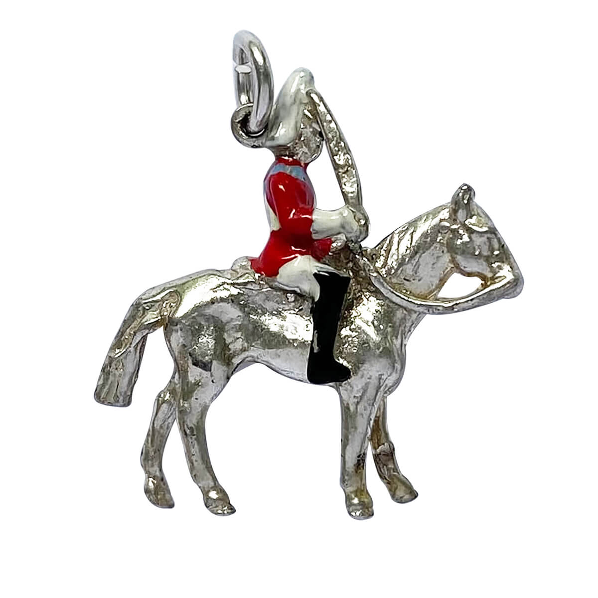 Vintage royal soldier on horse silver enamel English pendant from Charmarama Charms