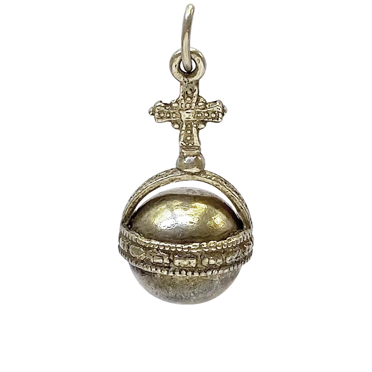Vintage silver orb and cross charm royal pendant from Charmarama Charms
