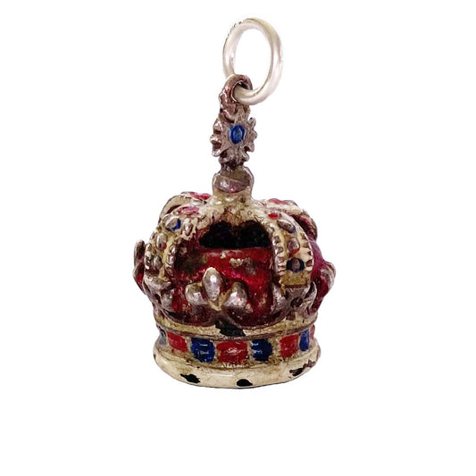 Vintage crown charm sterling silver pendant from Charmarama